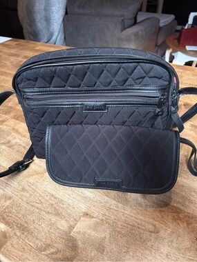 Vera Bradley Black Quilted Crossbody Bag with Matching Wallet